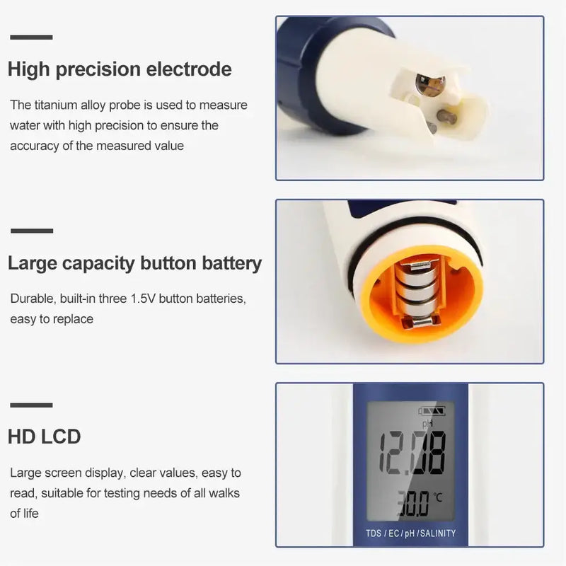 Habicare HBC 5-in-1 Digital PH TDS EC Meter Pen 5-in-1 Digital PH TDS EC Meter Pen