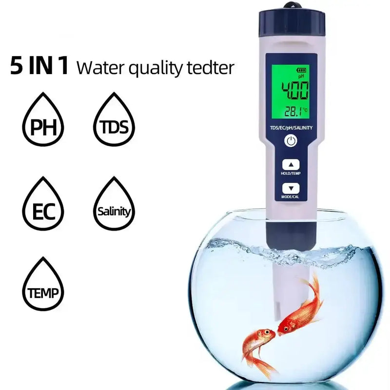 Habicare HBC 5-in-1 Digital PH TDS EC Meter Pen 5-in-1 Digital PH TDS EC Meter Pen