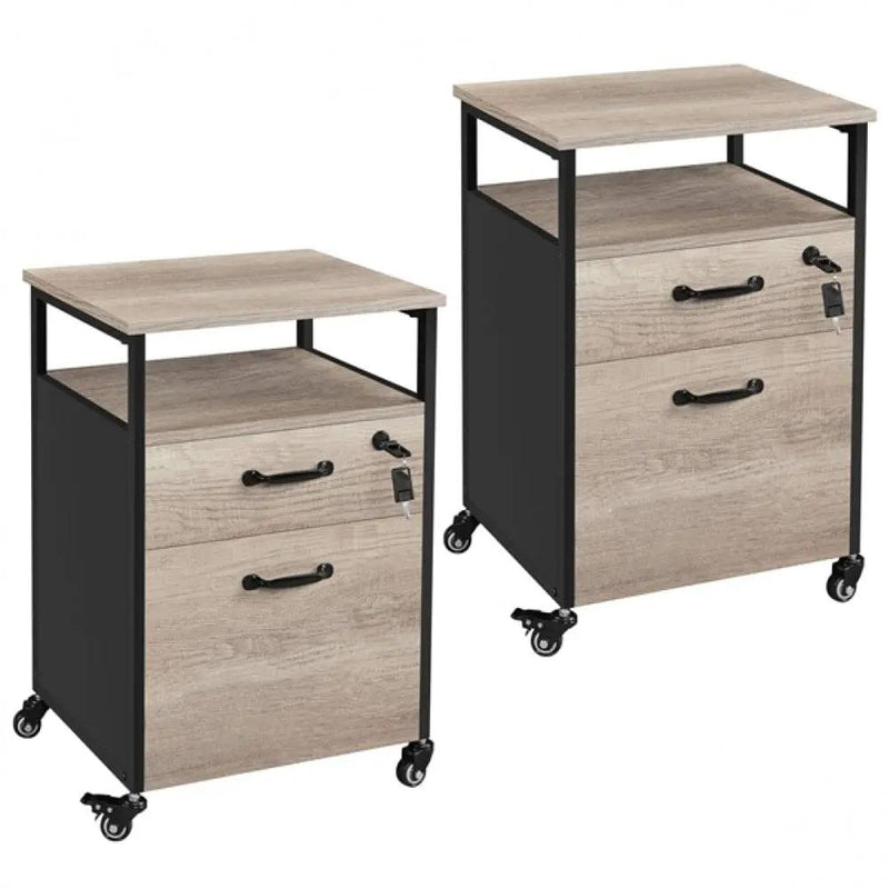 Yaheetech 2 Sets Mobile Office File Cabinet 2 Sets Mobile Office File Cabinet