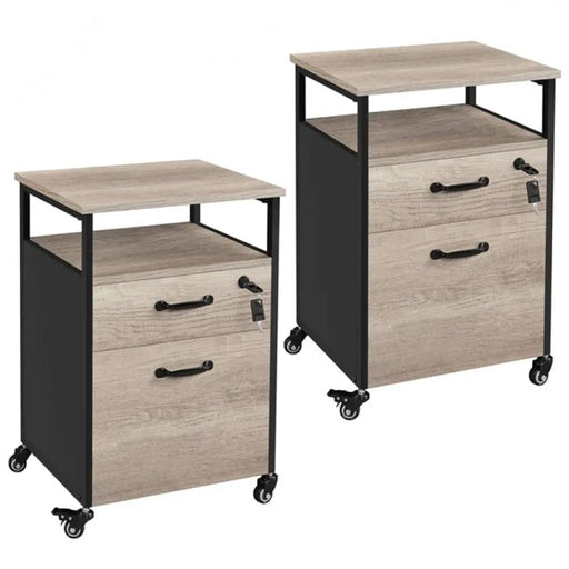 Yaheetech 2 Sets Mobile Office File Cabinet 2 Sets Mobile Office File Cabinet