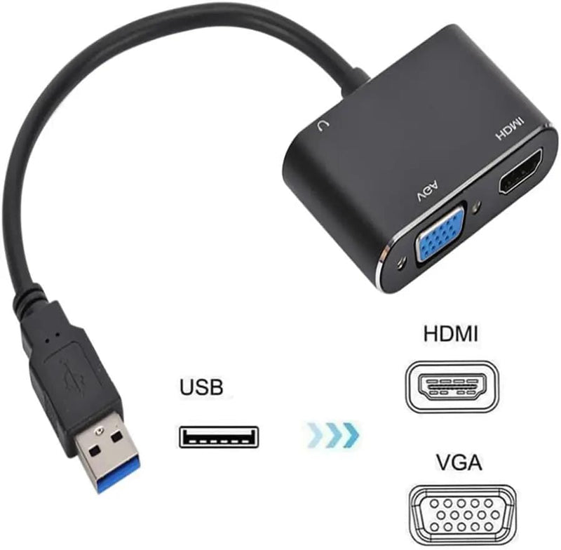 USB to HDMI/ VGA/ 3.5MM Headphone Adapter – view 5
