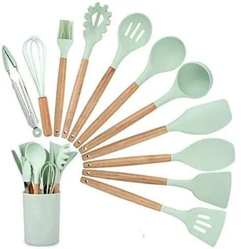 Mini Kids 12Pcs Silicone Utensils Cooking Kitchen Set Cookware BPA Free – view 1