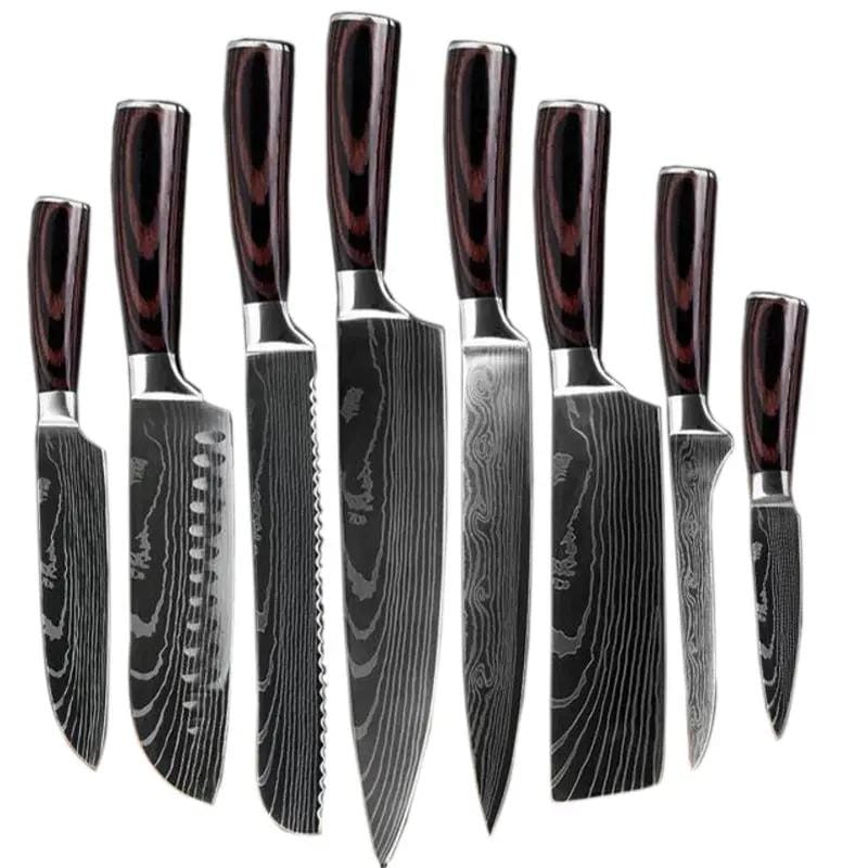 Zendrop Damascus Stainless Steel Knife Set With Kitchen Accessories Damascus Stainless Knife Set With Kitchen Accessories
