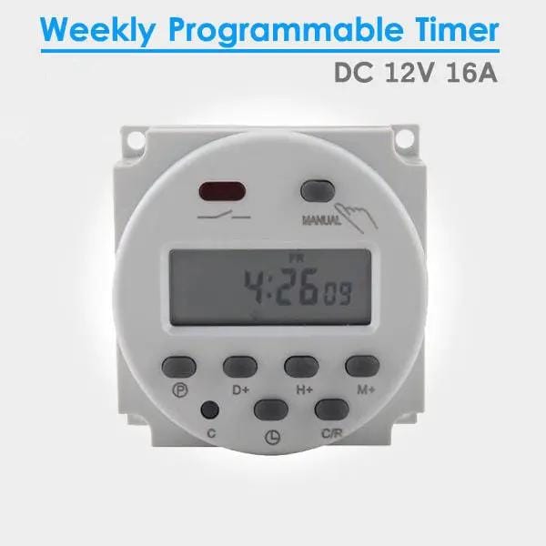 12V 16A LCD Day Programmable Timer Time Relay Switch 24 Hour 7 Mini Dc – view 2