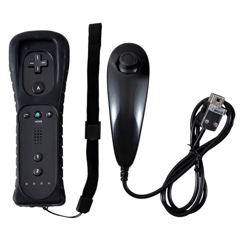 Remote and Nunchuck Controller with Silicone Case for NINTENDO WII - Black – view 1