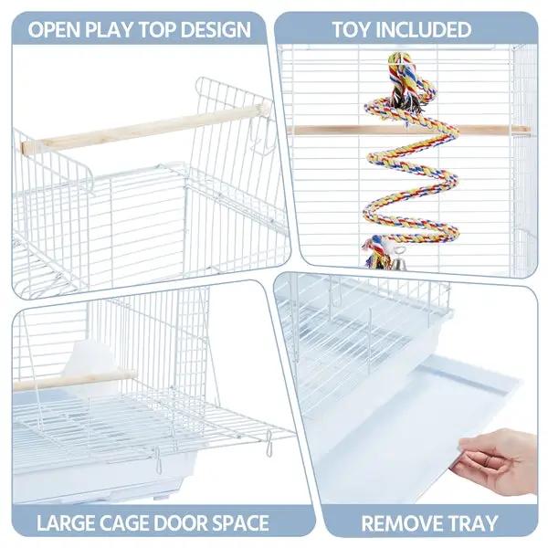 Yaheetech Open Top Travel Bird Cage with Open Play Top for Budgie Finch Green Cheek Canary Open Top Travel Bird Cage with Open Play Top for Budgie Finch Green Cheek Canary