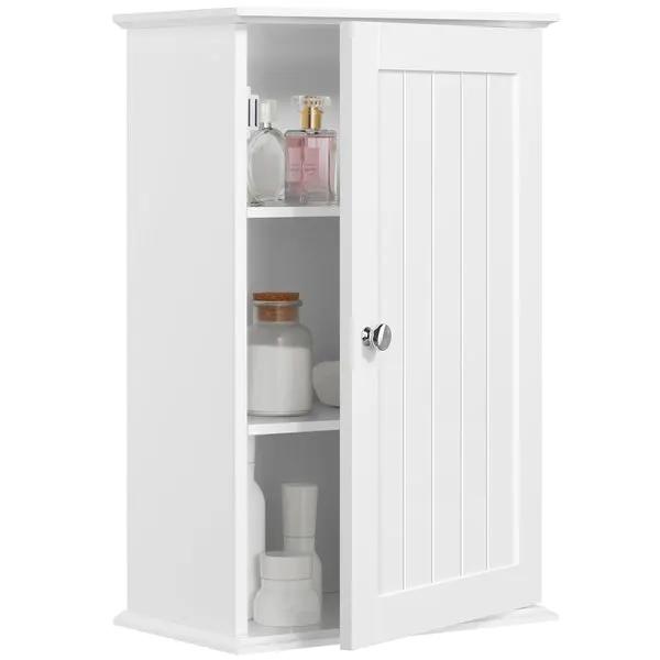 Yaheetech Wall Mounted Cabinet 3 Tiers Storage Single Door Wall Mounted Cabinet 3 Tiers Storage Single Door