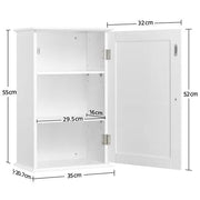 Yaheetech Wall Mounted Cabinet 3 Tiers Storage Single Door Wall Mounted Cabinet 3 Tiers Storage Single Door