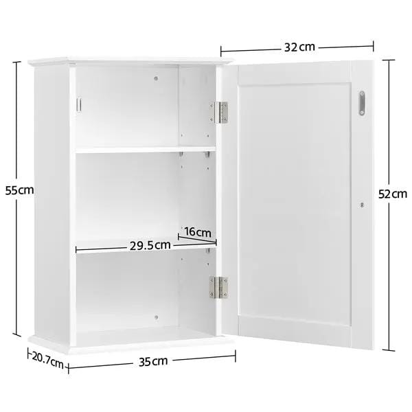 Yaheetech Wall Mounted Cabinet 3 Tiers Storage Single Door Wall Mounted Cabinet 3 Tiers Storage Single Door
