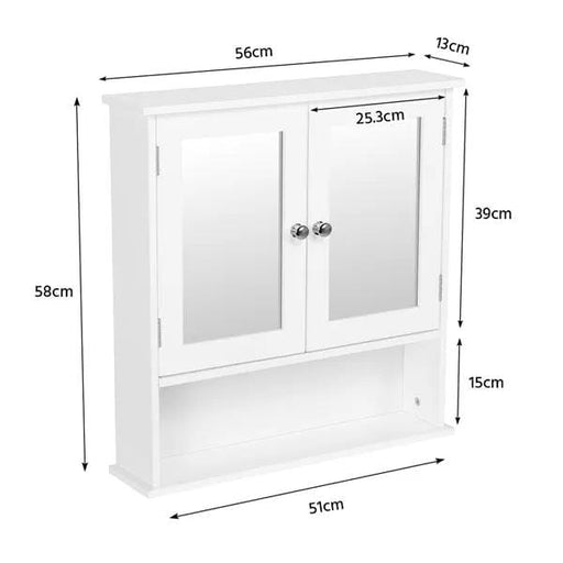 Wooden Wall Mount Living Room Wall Cabinet with Double Mirror by Yaheetech