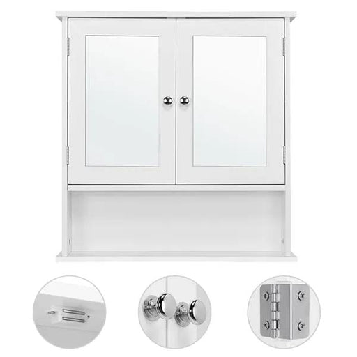 Wooden Wall Mount Living Room Wall Cabinet with Double Mirror by Yaheetech