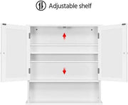 Wooden Wall Mount Living Room Wall Cabinet with Double Mirror by Yaheetech
