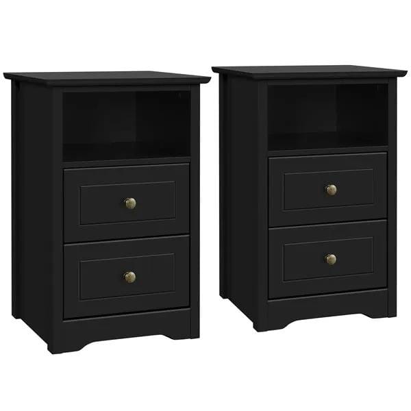 Yaheetech 2PCS End Table with 2 Drawer and 1 Cubby Side Table Night Stand End Table 2PCS End Table with 2 Drawer and 1 Cubby Side Table Night Stand End Table