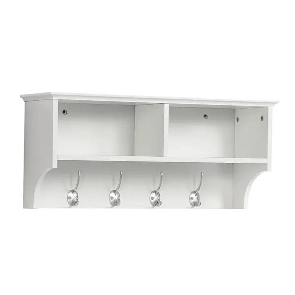 Yaheetech Hallway Coat Hook & Storage Unit White 4 Hooks Storage Hallway Coat Hook & Storage Unit White 4 Hooks Storage