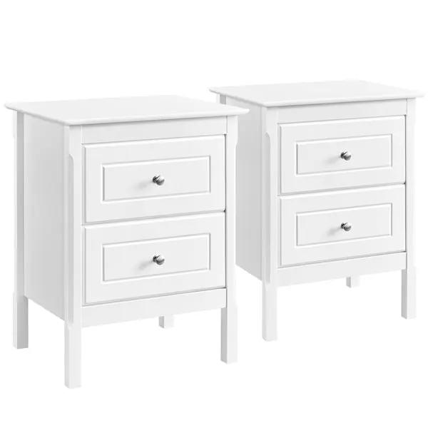 Yaheetech 2pcs End Table with 2 Drawers Side Table Nightstand 2pcs End Table with 2 Drawers Side Table Nightstand