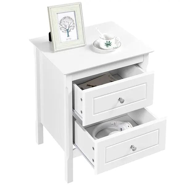 Yaheetech 2pcs End Table with 2 Drawers Side Table Nightstand 2pcs End Table with 2 Drawers Side Table Nightstand