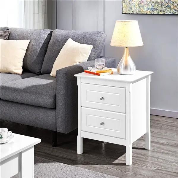 Yaheetech 2pcs End Table with 2 Drawers Side Table Nightstand 2pcs End Table with 2 Drawers Side Table Nightstand
