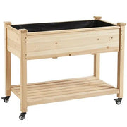 Yaheetech Raised Garden Bed Elevated Garden Bed with Wheels Fir Wood Planting Bed Raised Garden Bed Elevated Garden Bed with Wheels Fir Wood Planting Bed