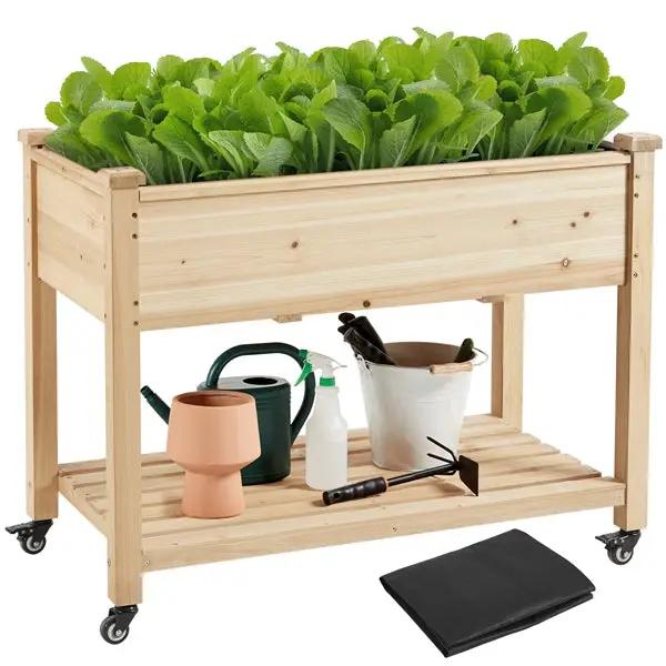 Yaheetech Raised Garden Bed Elevated Garden Bed with Wheels Fir Wood Planting Bed Raised Garden Bed Elevated Garden Bed with Wheels Fir Wood Planting Bed