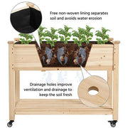 Yaheetech Raised Garden Bed Elevated Garden Bed with Wheels Fir Wood Planting Bed Raised Garden Bed Elevated Garden Bed with Wheels Fir Wood Planting Bed