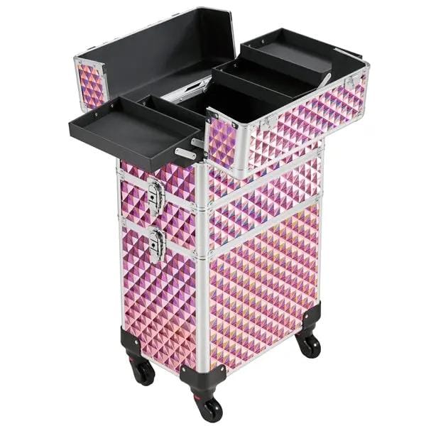 3-in-1 Rolling Makeup Train Case Portable Cosmetic Trolley – view 4