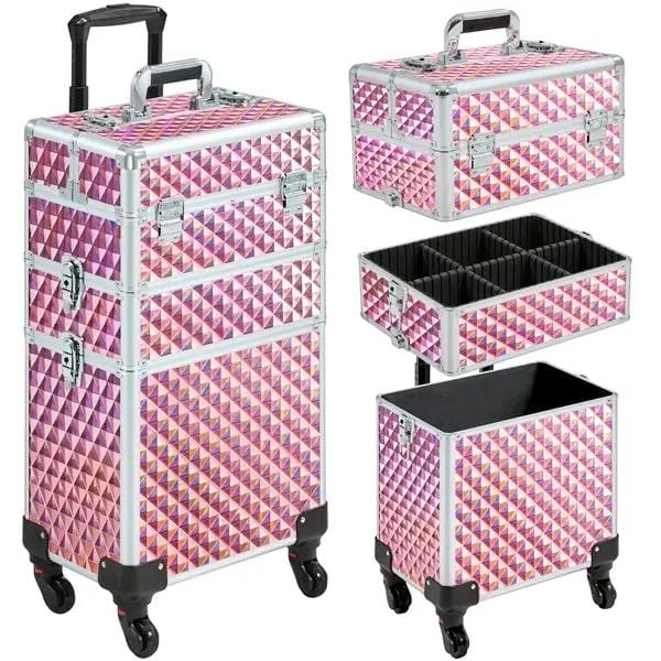 3-in-1 Rolling Makeup Train Case Portable Cosmetic Trolley – view 5