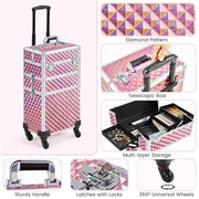 3-in-1 Rolling Makeup Train Case Portable Cosmetic Trolley – view 7