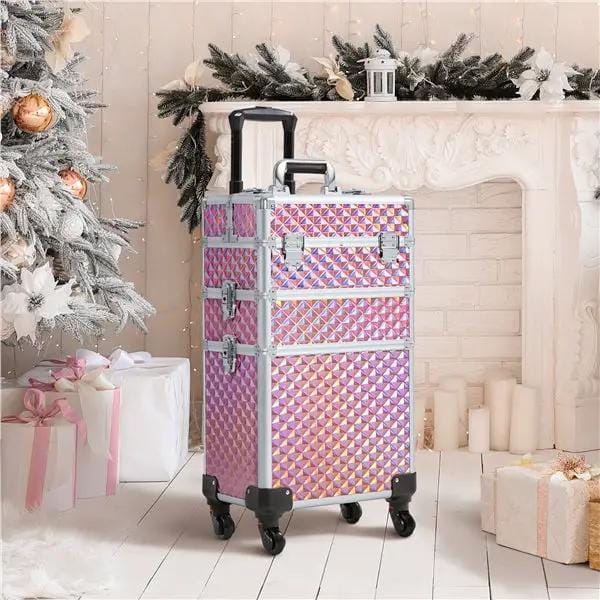 3-in-1 Rolling Makeup Train Case Portable Cosmetic Trolley – view 8
