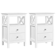 2PCS Farmhouse Bedside Table with 2 Drawer End Table Nightstand – view 1