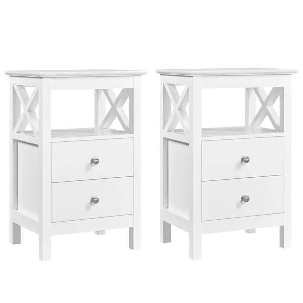 2PCS Farmhouse Bedside Table with 2 Drawer End Table Nightstand – view 1