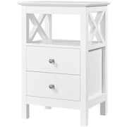 2PCS Farmhouse Bedside Table with 2 Drawer End Table Nightstand – view 2