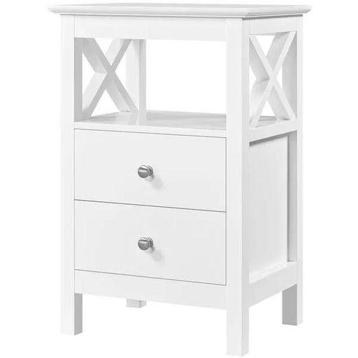 2PCS Farmhouse Bedside Table with 2 Drawer End Table Nightstand – view 2