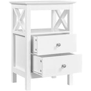 2PCS Farmhouse Bedside Table with 2 Drawer End Table Nightstand – view 3