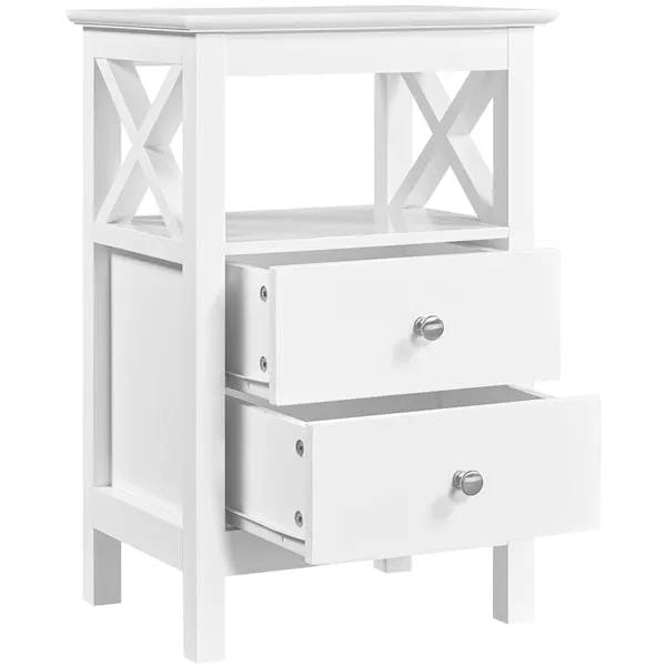 2PCS Farmhouse Bedside Table with 2 Drawer End Table Nightstand – view 3