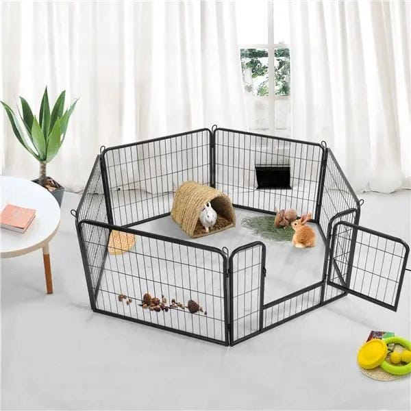 6 Panels Dog Playpen Foldable Metal Pet Playpen by Yaheetech