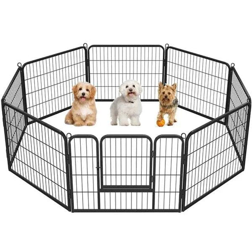 8 Panels Dog Playpen Metal Pet Playpen Iron Dog Cat Exercise Barrier by Yaheetech