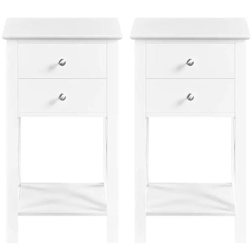 Yaheetech 2x 70cm H Bedside Table with 2 Drawer 1 Shelf X Shape End Table Nightstand 2x 70cm H Bedside Table with 2 Drawer 1 Shelf X Shape End Table Nightstand