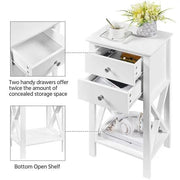 Yaheetech 2x 70cm H Bedside Table with 2 Drawer 1 Shelf X Shape End Table Nightstand 2x 70cm H Bedside Table with 2 Drawer 1 Shelf X Shape End Table Nightstand