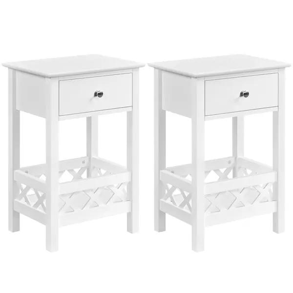 Yaheetech Bedside Table with 1 Drawer 1 Shelf with Fence Sofa Side Table Nightstand Bedside Table with 1 Drawer 1 Shelf with Fence Sofa Side Table Nightstand