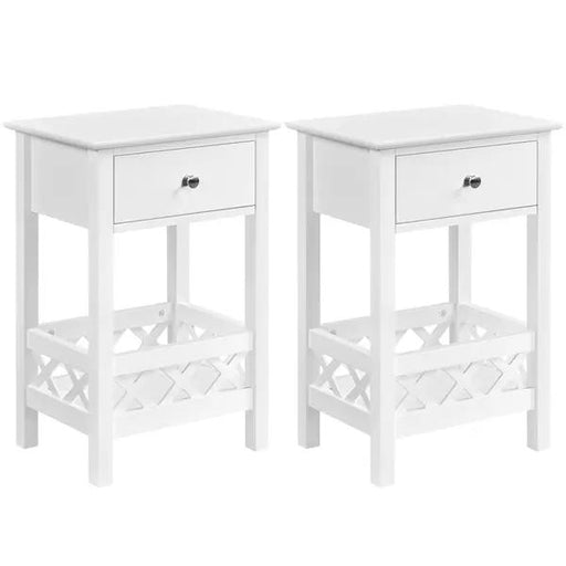 Bedside Table with 1 Drawer 1 Shelf with Fence Sofa Side Table Nightstand by Yaheetech