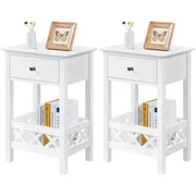 Yaheetech Bedside Table with 1 Drawer 1 Shelf with Fence Sofa Side Table Nightstand Bedside Table with 1 Drawer 1 Shelf with Fence Sofa Side Table Nightstand