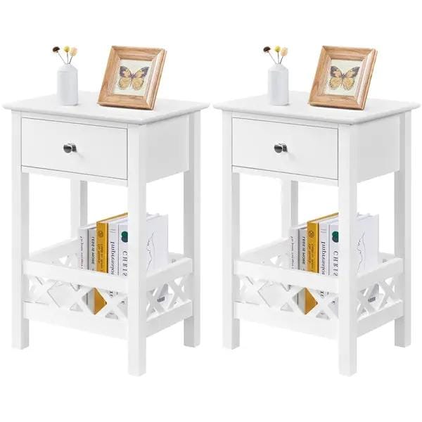 Yaheetech Bedside Table with 1 Drawer 1 Shelf with Fence Sofa Side Table Nightstand Bedside Table with 1 Drawer 1 Shelf with Fence Sofa Side Table Nightstand