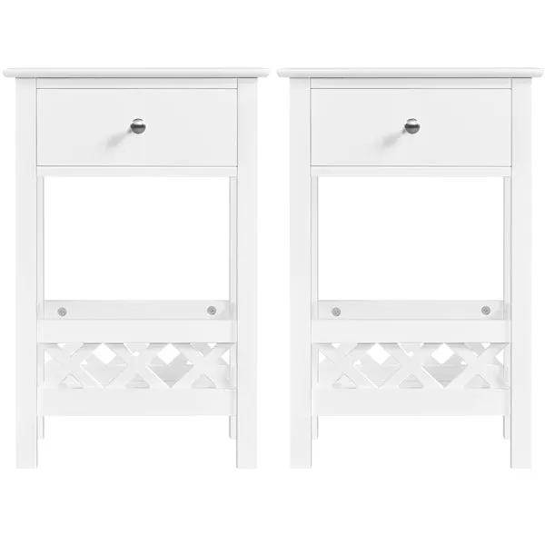 Yaheetech Bedside Table with 1 Drawer 1 Shelf with Fence Sofa Side Table Nightstand Bedside Table with 1 Drawer 1 Shelf with Fence Sofa Side Table Nightstand