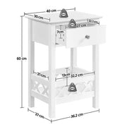 Yaheetech Bedside Table with 1 Drawer 1 Shelf with Fence Sofa Side Table Nightstand Bedside Table with 1 Drawer 1 Shelf with Fence Sofa Side Table Nightstand