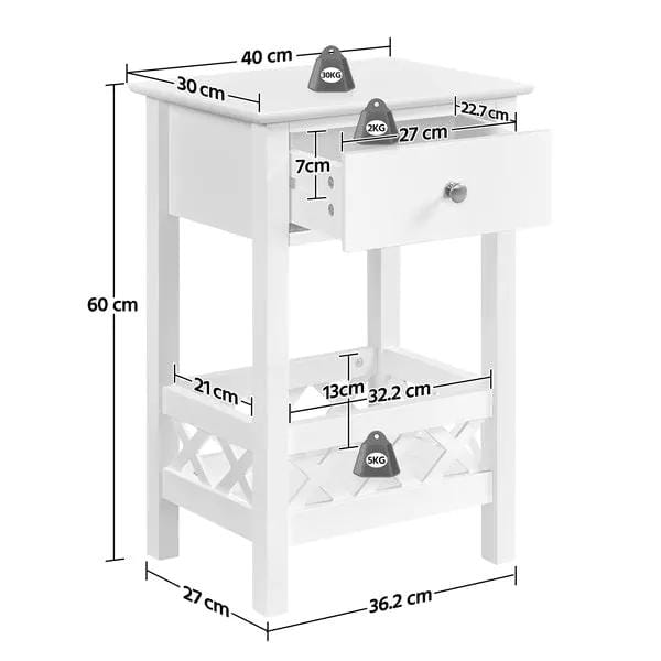 Yaheetech Bedside Table with 1 Drawer 1 Shelf with Fence Sofa Side Table Nightstand Bedside Table with 1 Drawer 1 Shelf with Fence Sofa Side Table Nightstand