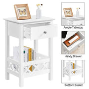 Yaheetech Bedside Table with 1 Drawer 1 Shelf with Fence Sofa Side Table Nightstand Bedside Table with 1 Drawer 1 Shelf with Fence Sofa Side Table Nightstand