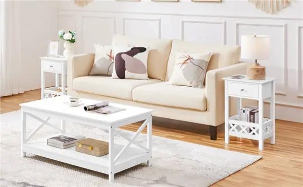 Yaheetech Bedside Table with 1 Drawer 1 Shelf with Fence Sofa Side Table Nightstand Bedside Table with 1 Drawer 1 Shelf with Fence Sofa Side Table Nightstand