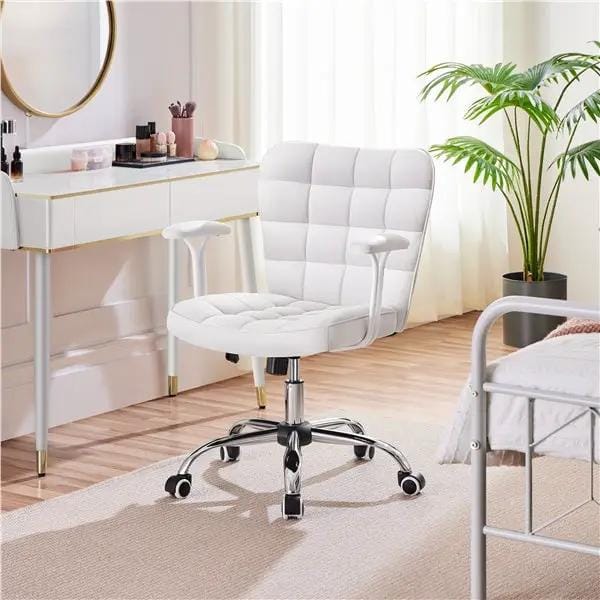 Yaheetech Mid-Back PU Leather Office Task Chair Computer Chair Vanity Chair Mid-Back PU Leather Office Task Chair Computer Chair Vanity Chair
