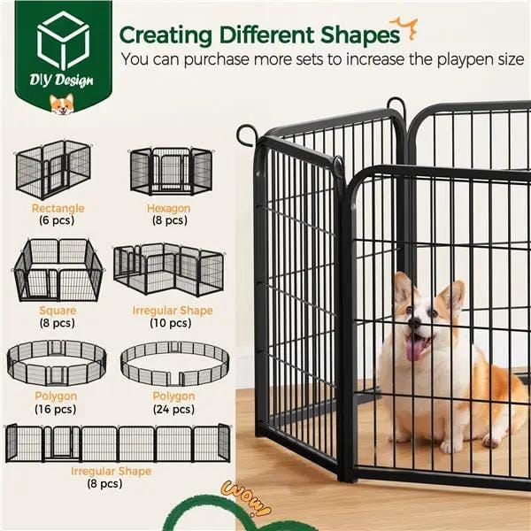 60cm Tall Dog Playpen Panels 8 Panels Dog Pen Metal Pet Playpen by Yaheetech