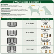 60cm Tall Dog Playpen Panels 8 Panels Dog Pen Metal Pet Playpen by Yaheetech